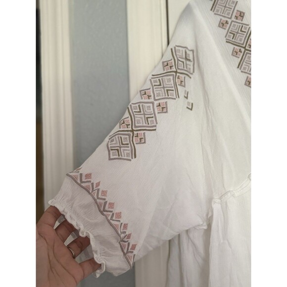 Forever 21 Blouse Top 0X Boho Oversized Embroidered Hippie Floral Fairy Festival - Picture 2 of 6